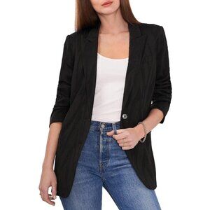 Vince Camuto Womens Size 6 Black Jacquard Long Sleeve Flap Pockets  NEW